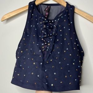 Navy blue Dedazzled audition top